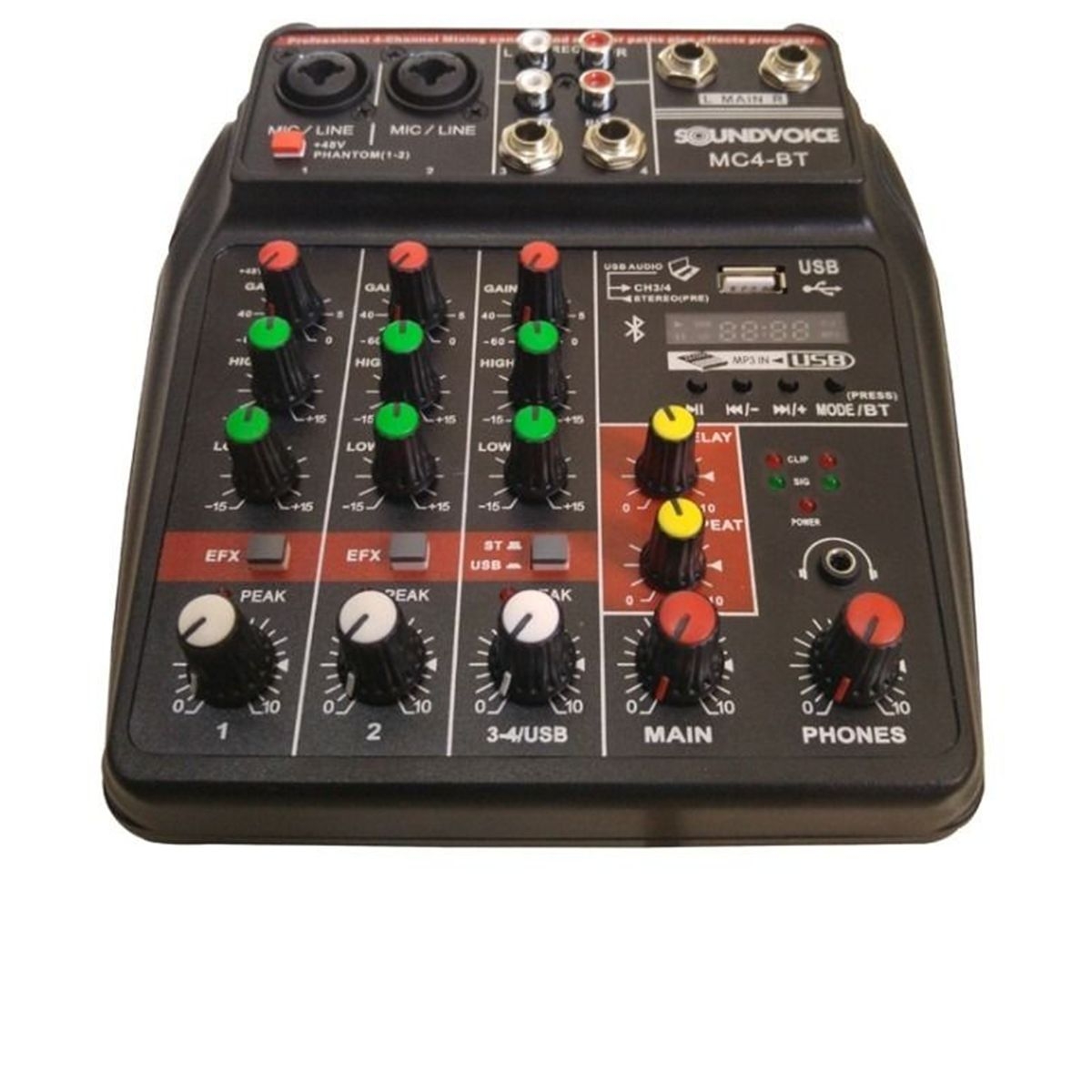 Mesa de Som Analógica Soundvoice MC4-BT 4 Canais